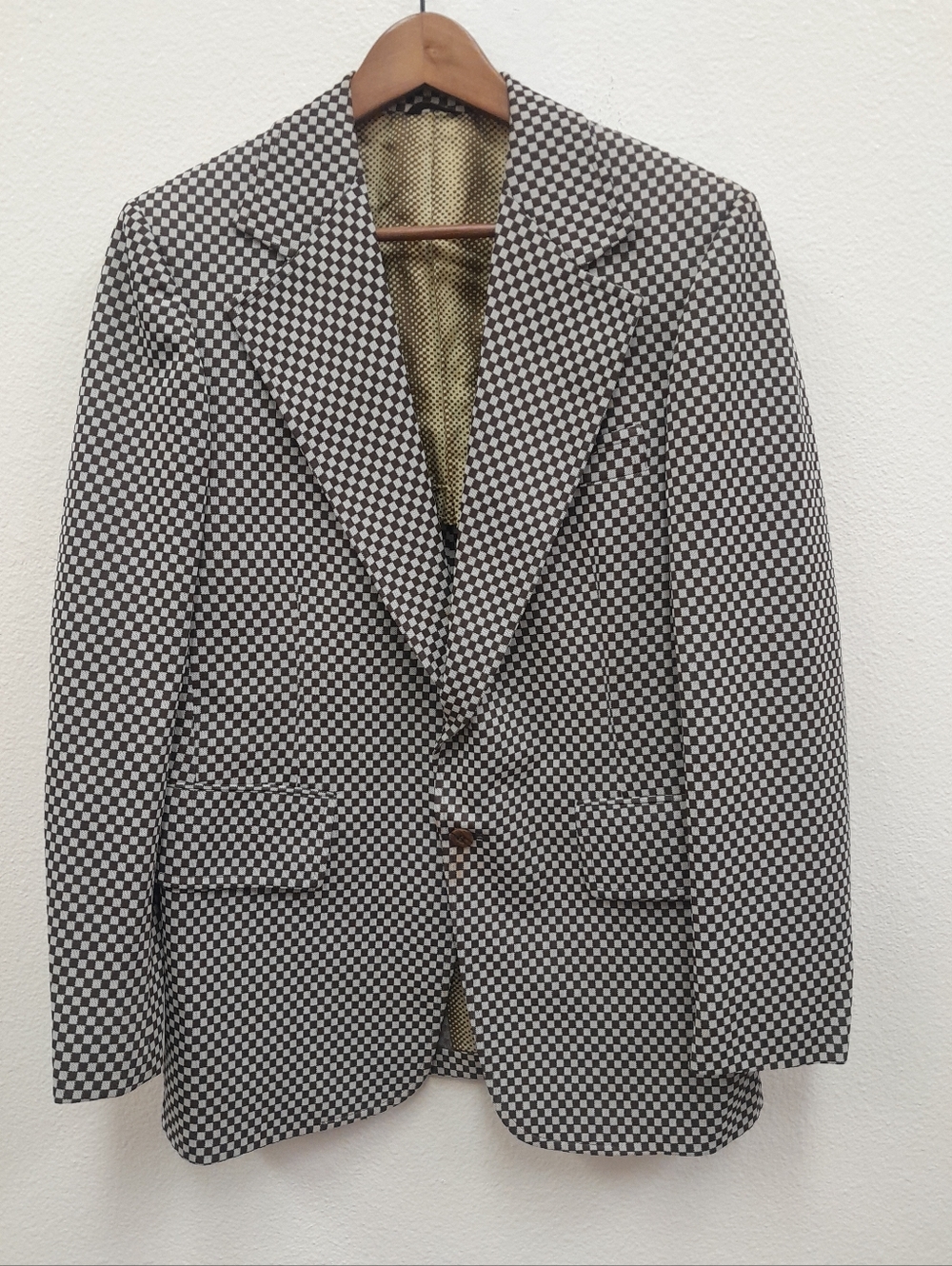 Groovy 70's Clubman Checkered Sport Coat Blazer Jacket USA Union Made - Size 40R